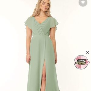 Azazie Rylee Dress in Eucalyptus Green